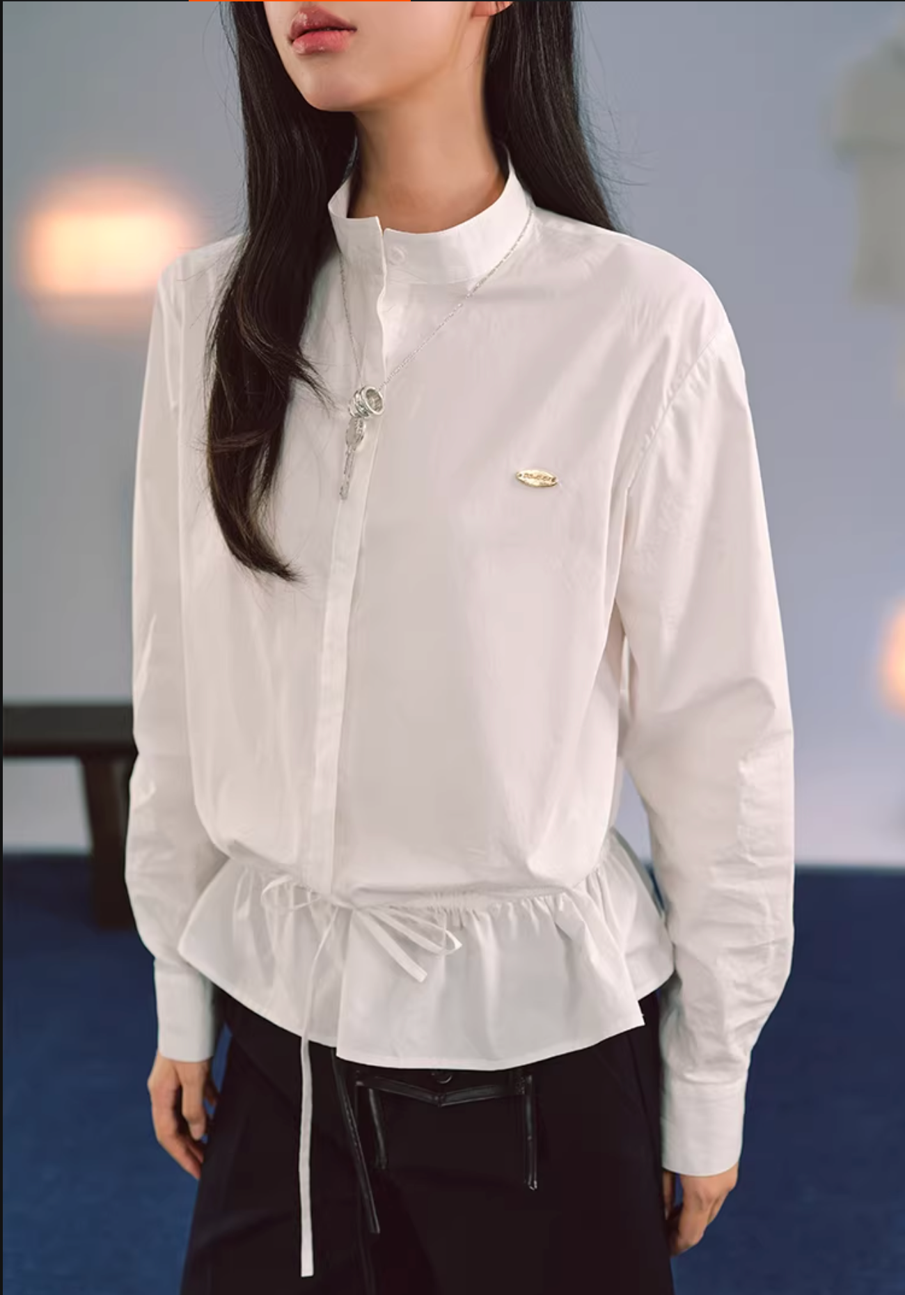 LaluneDuCiel Korean-style women's T-shirt made of pure cotton, loose, comfortable, with drawstring