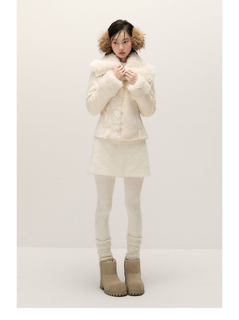 ANNATTO Original Design Winter New Style Fur Lining Coat with Lapel, Slim Fit, Warm and Comfortable - For Women