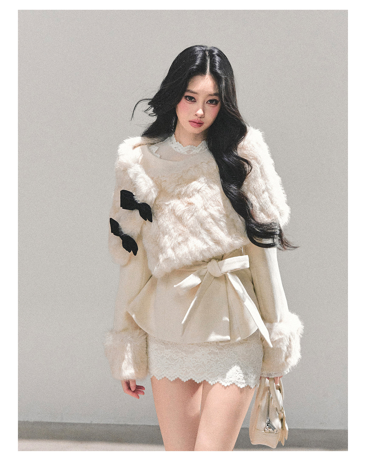 SHAOYEYAN Women's "Through Her Dreams" Luxury Winter Coat, Cloak and Shorts Trio Set