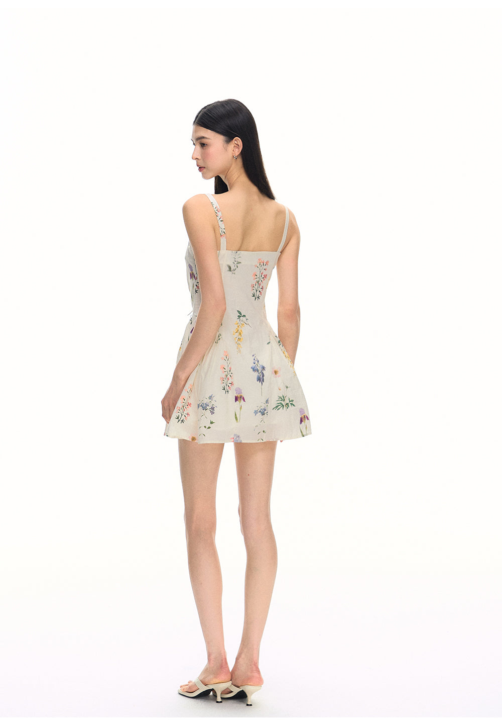 Chunzi women's summer 2025 new white floral dress with belt short skirt