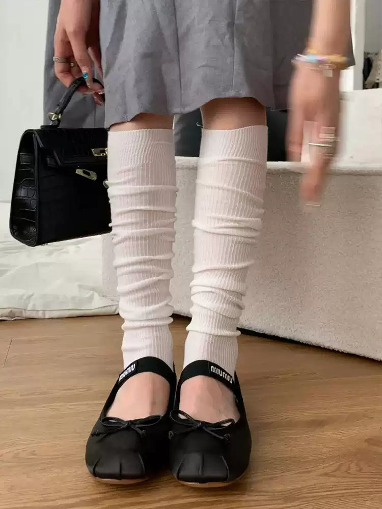 Ballet flat socks, women's summer thin socks, Miu white calf socks, spring and autumn long socks