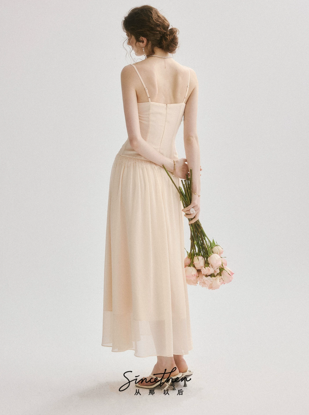 SINCETHEN French evening dresses, resort-style slip dresses, high-waisted lace maxi dresses and summer dresses