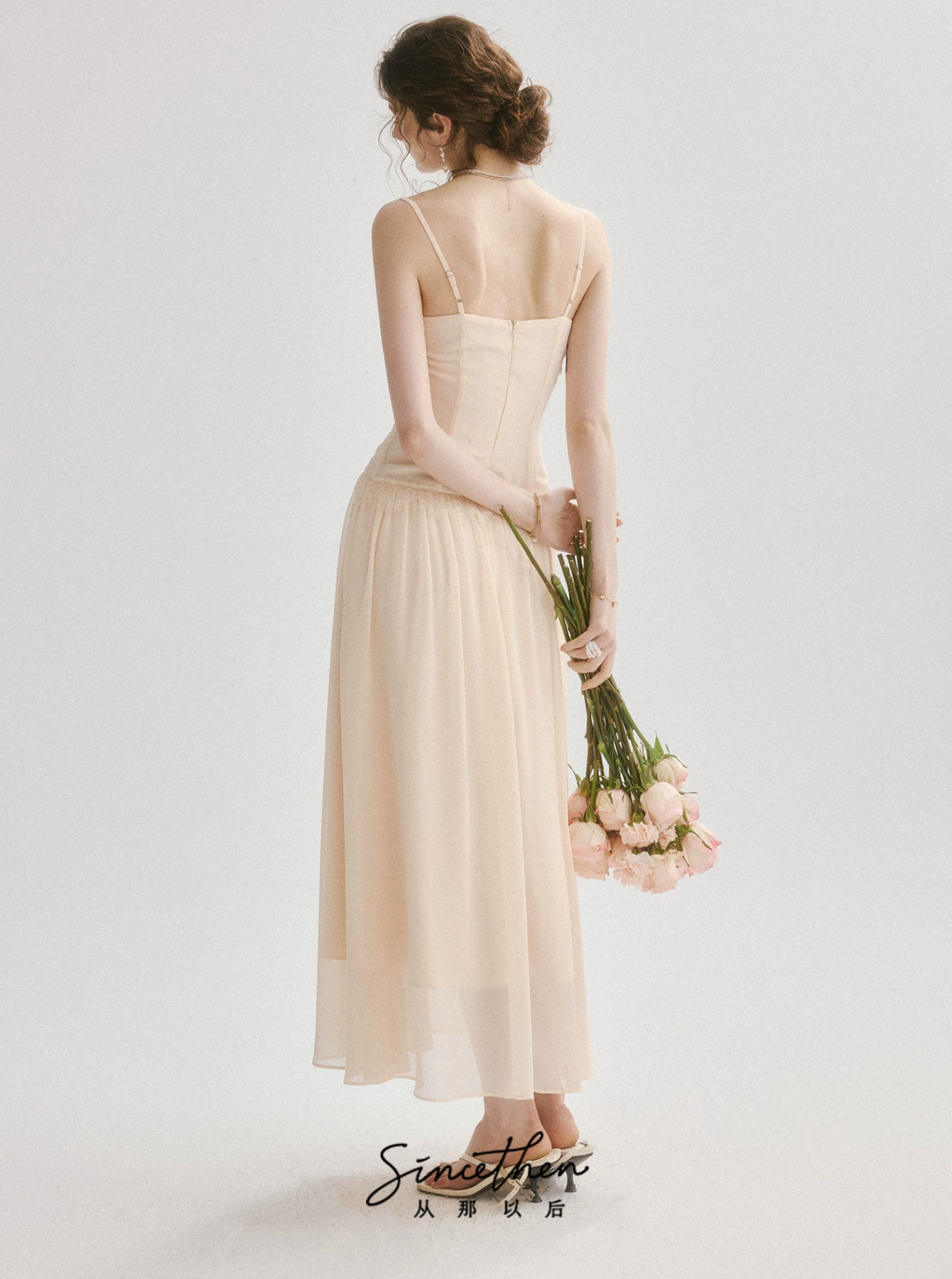 SINCETHEN French evening dresses, resort-style slip dresses, high-waisted lace maxi dresses and summer dresses