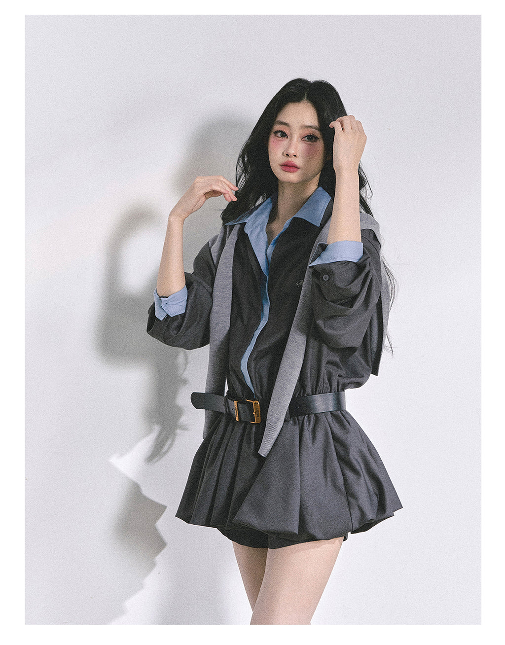 SHAOYEYAN Hepburn style shirt dress with shorts for women autumn waist hugging short skirt bright student style