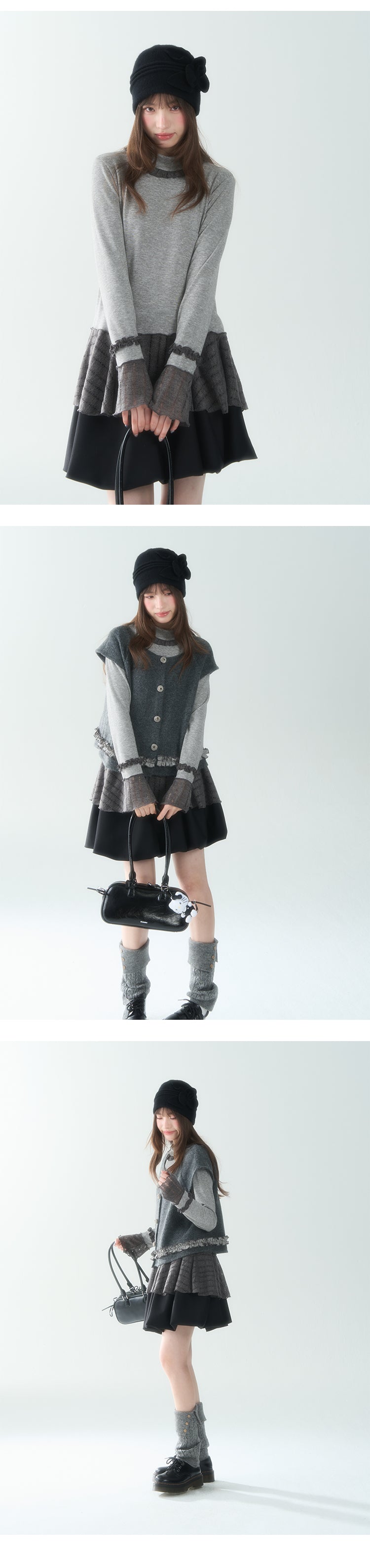 CANSTORE Women's "Dieyu Meiyi" ruffled cardigan, color-block lining, new autumn style