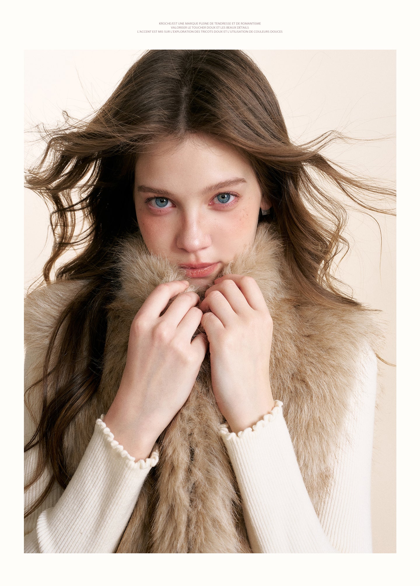 KROCHE Safari Core 25aw Eco-Friendly Fur Short Stand Collar Overcoat, Thick and Warm