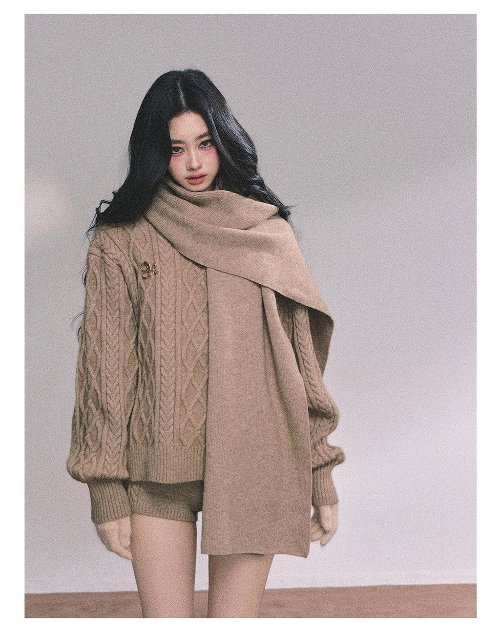 SHAOYEYAN Women's Korean Style "Zurich Student" Winter Cable Knitted Sweater Three-piece Set