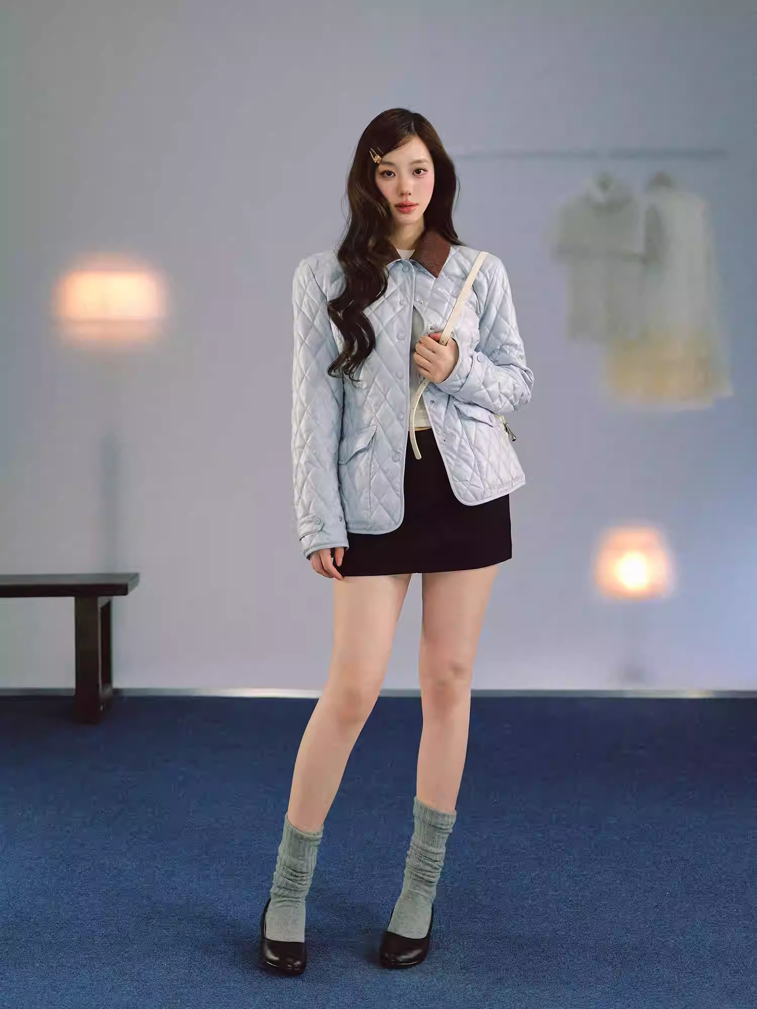 LaluneDuCiel A-line mini skirt with a mid-rise waist, loose fit, hugs the hips, flatters the figure, suitable for women, spring season.