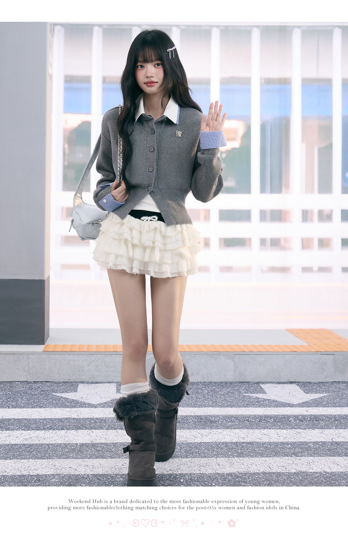 2025 Korean Women's Fake Two-Piece Sweater New High-end College Style Long Sleeve Sweater Weekendhub