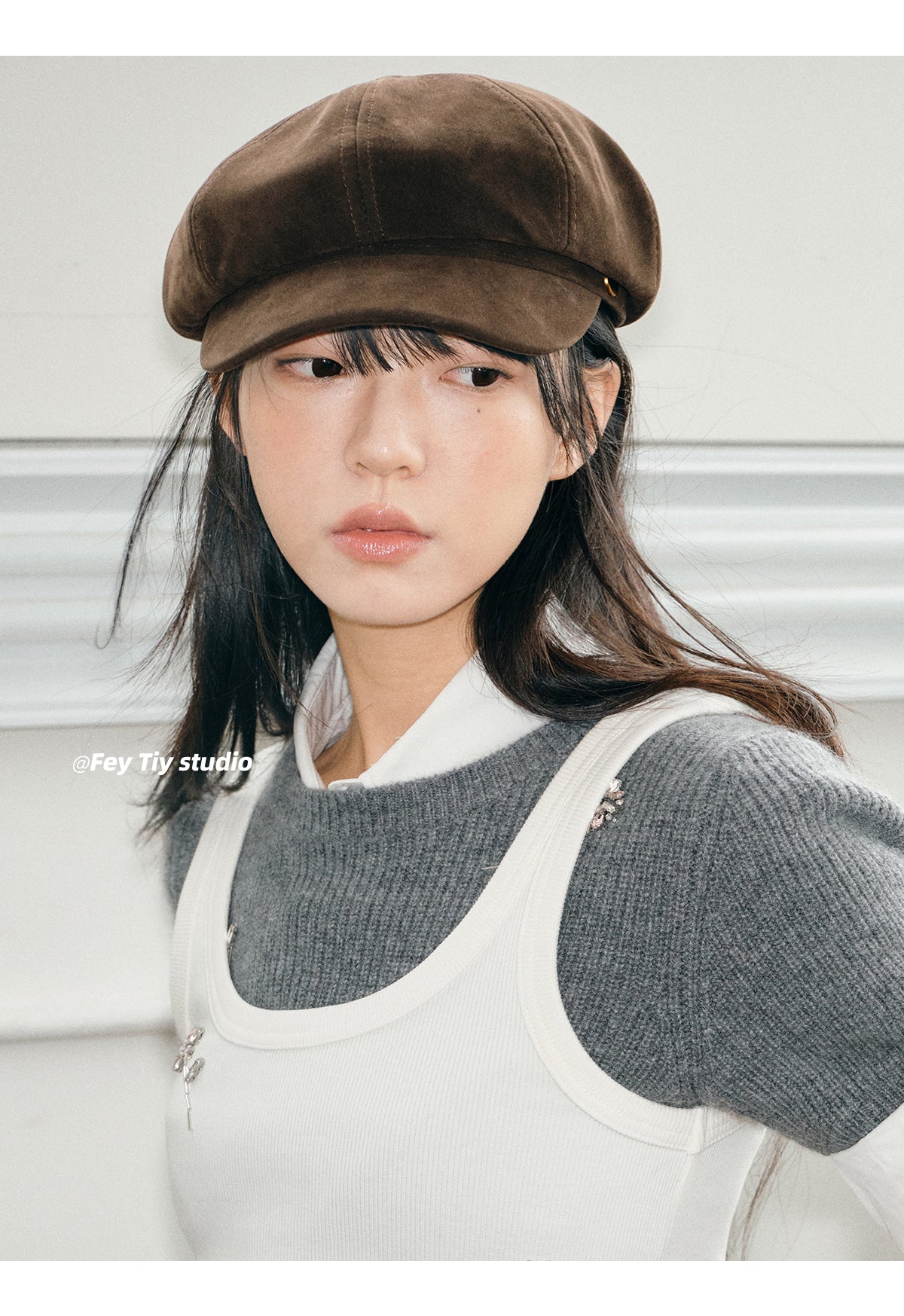 FEITIY Custom designed suede baseball cap, fashion classic style, new autumn and winter style, women's multi-purpose octagonal beret.