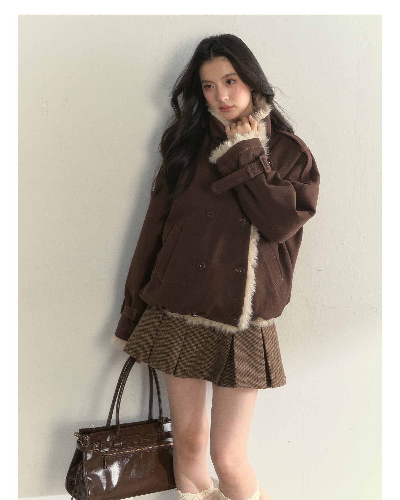 SUNSET PARK "Warm Winter Oak Forest" Soft Double-Breasted Fleece Parka