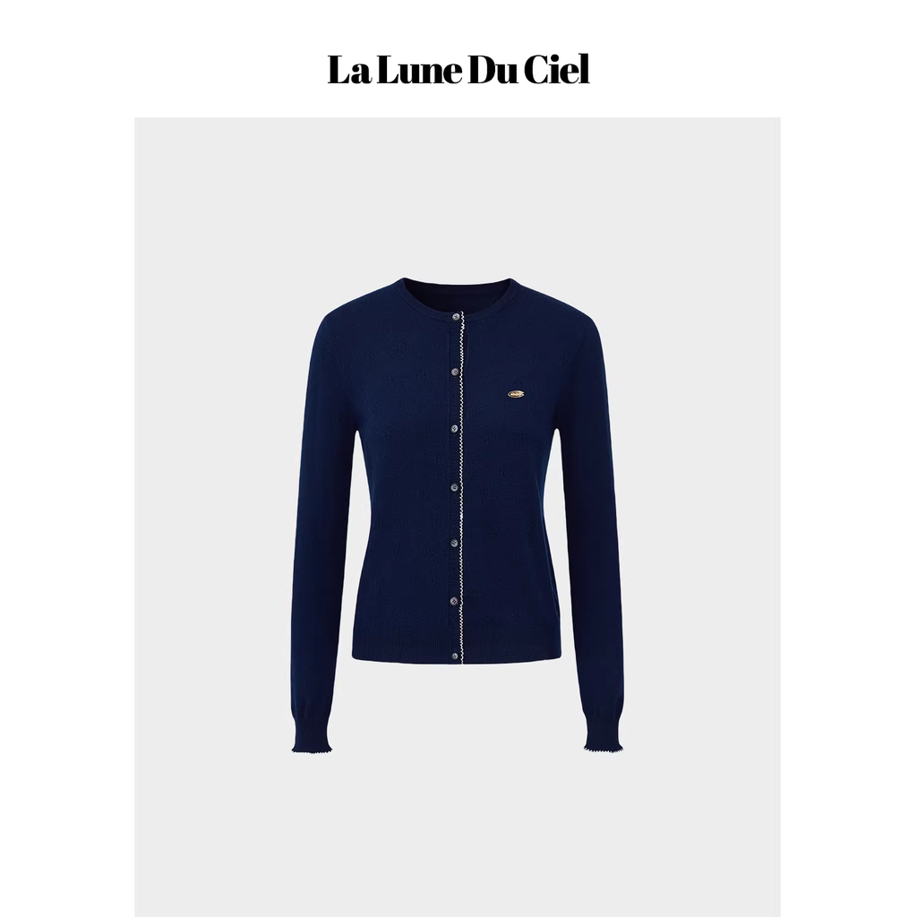 LaluneDuCiel Women's outfit includes knitted floral cardigan, short sleeves and knee-length skirt, French style