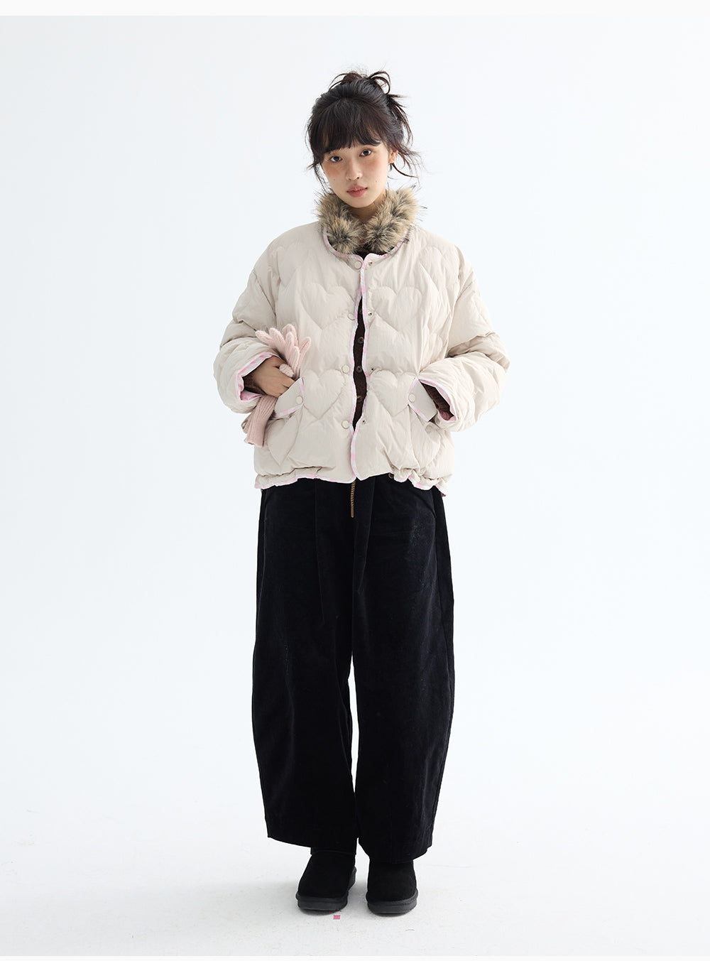 LEBEMIO "LeBemio" "Barn Basin" Classic Style Corduroy Flared Pants with Waist Tie