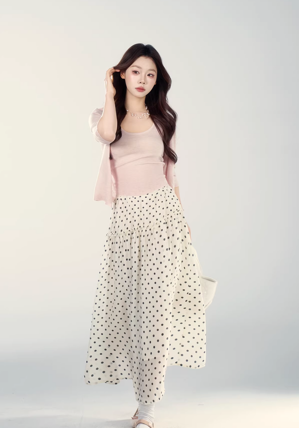 Wildberry Black polka dot midi skirt