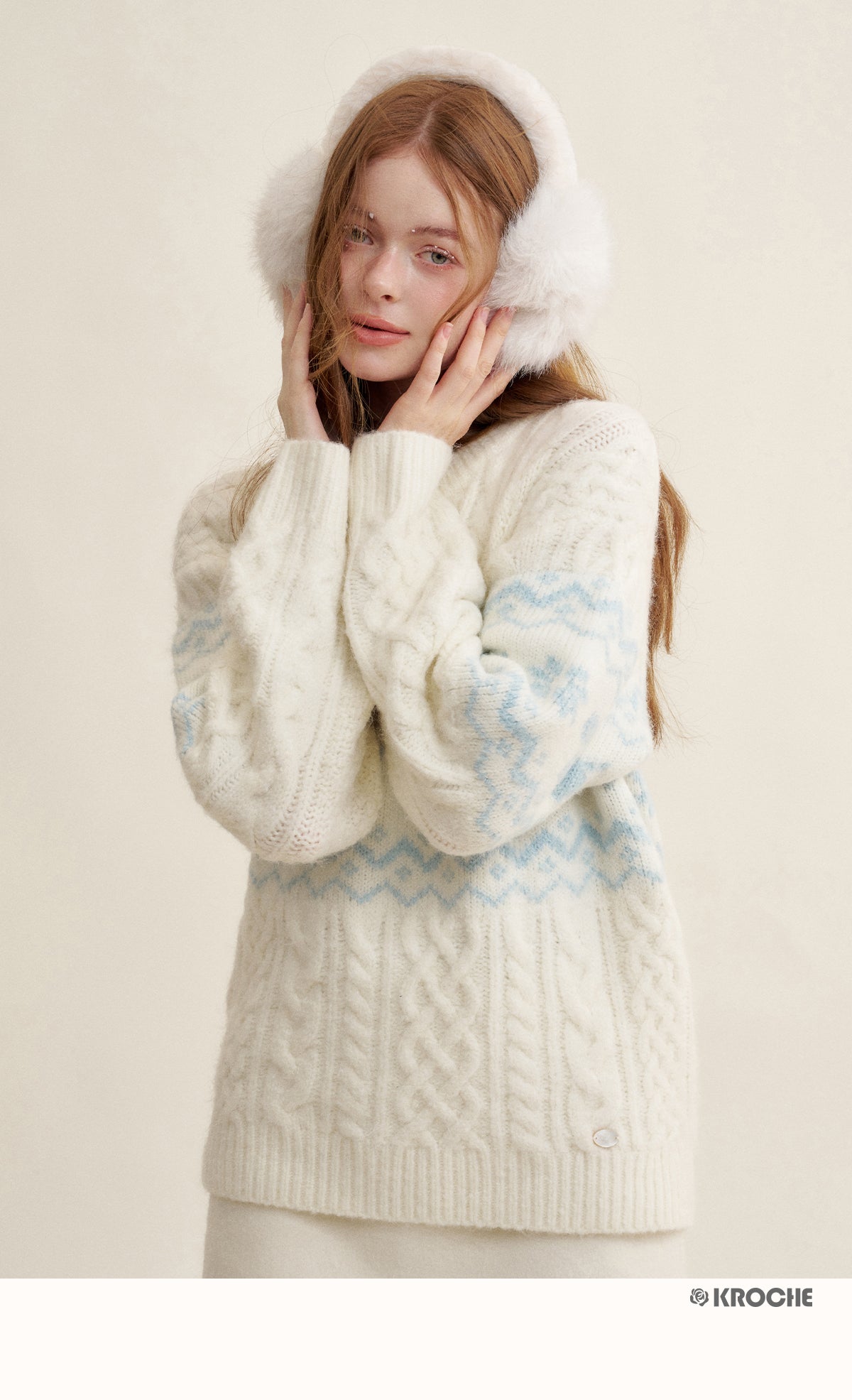 KROCHE Kroche Fair Isle Color Block Knit Crewneck Sweater by Zhao Jinmai