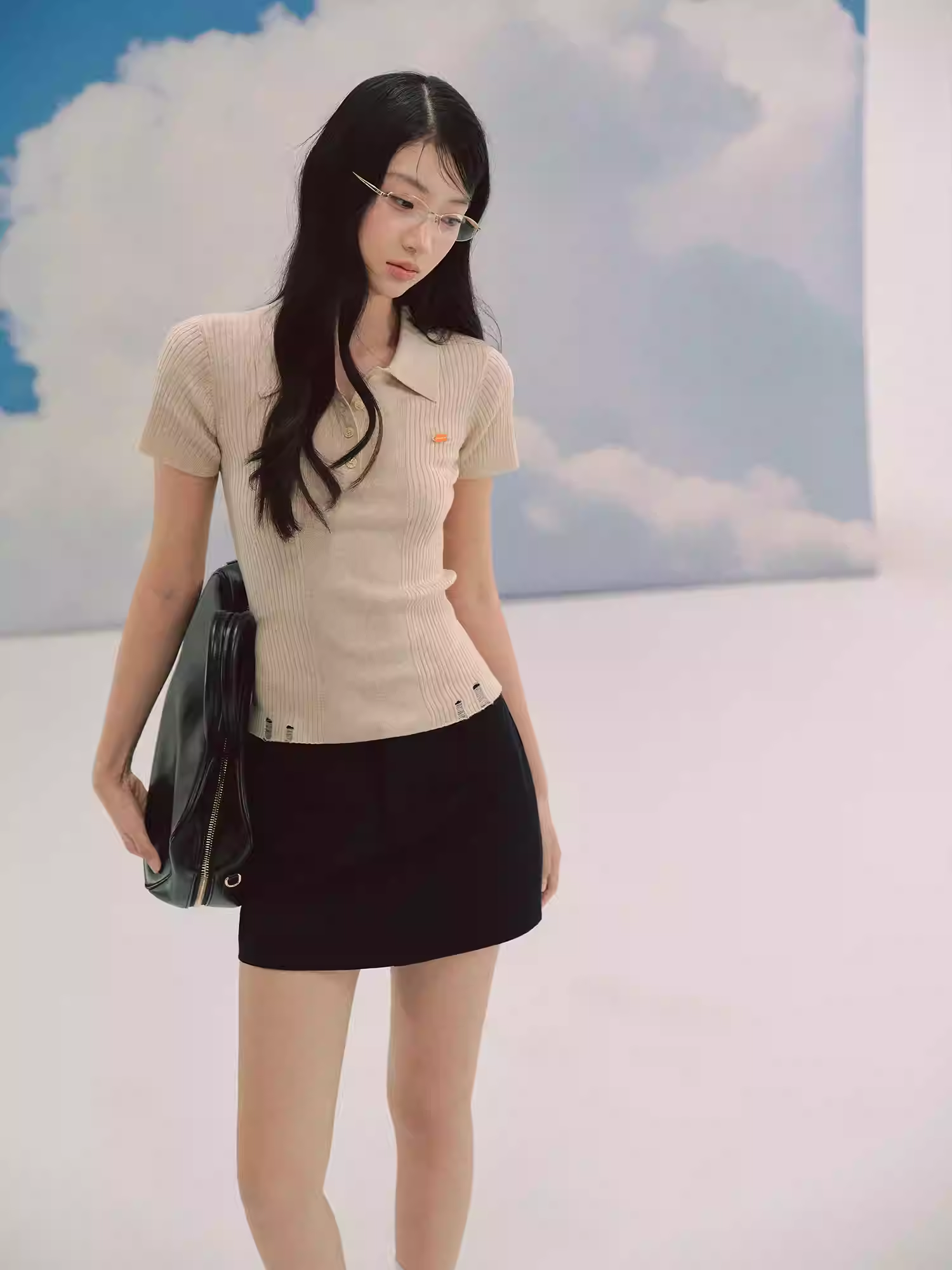 LaluneDuCiel women's short-sleeved polo sweater: feminine, durable, lightweight, and gentle.