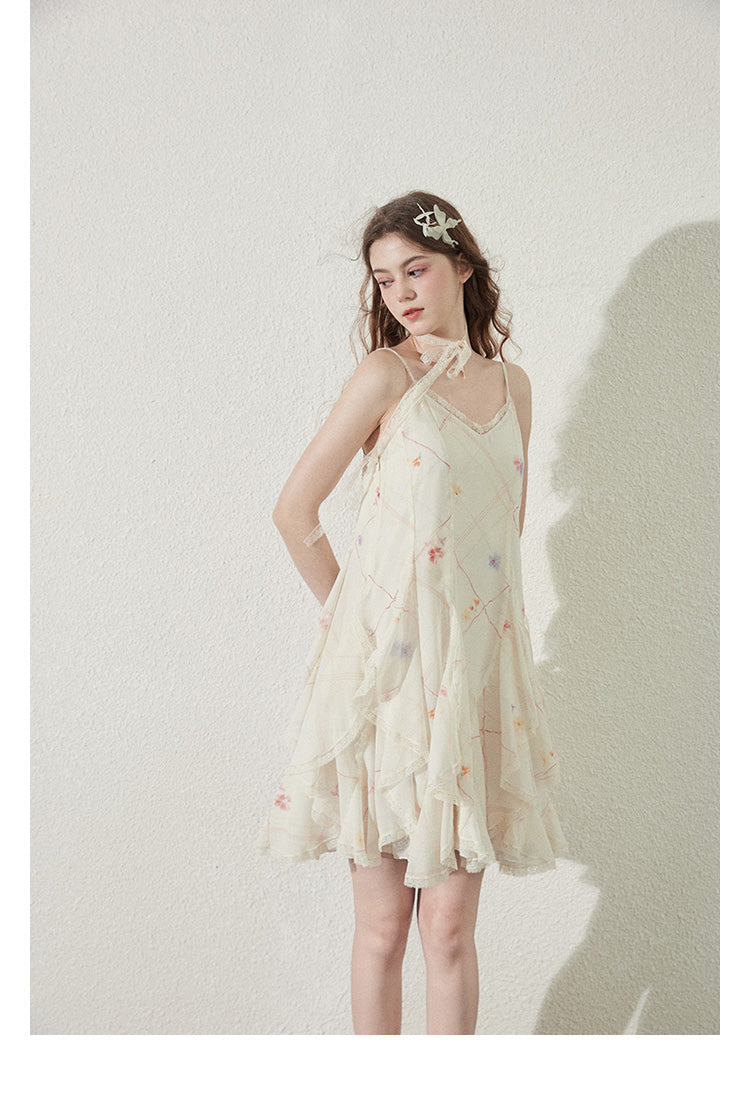 "Vanilla Star Ice" uneven hem pleated maxi dress for summer holidays, Callmelater