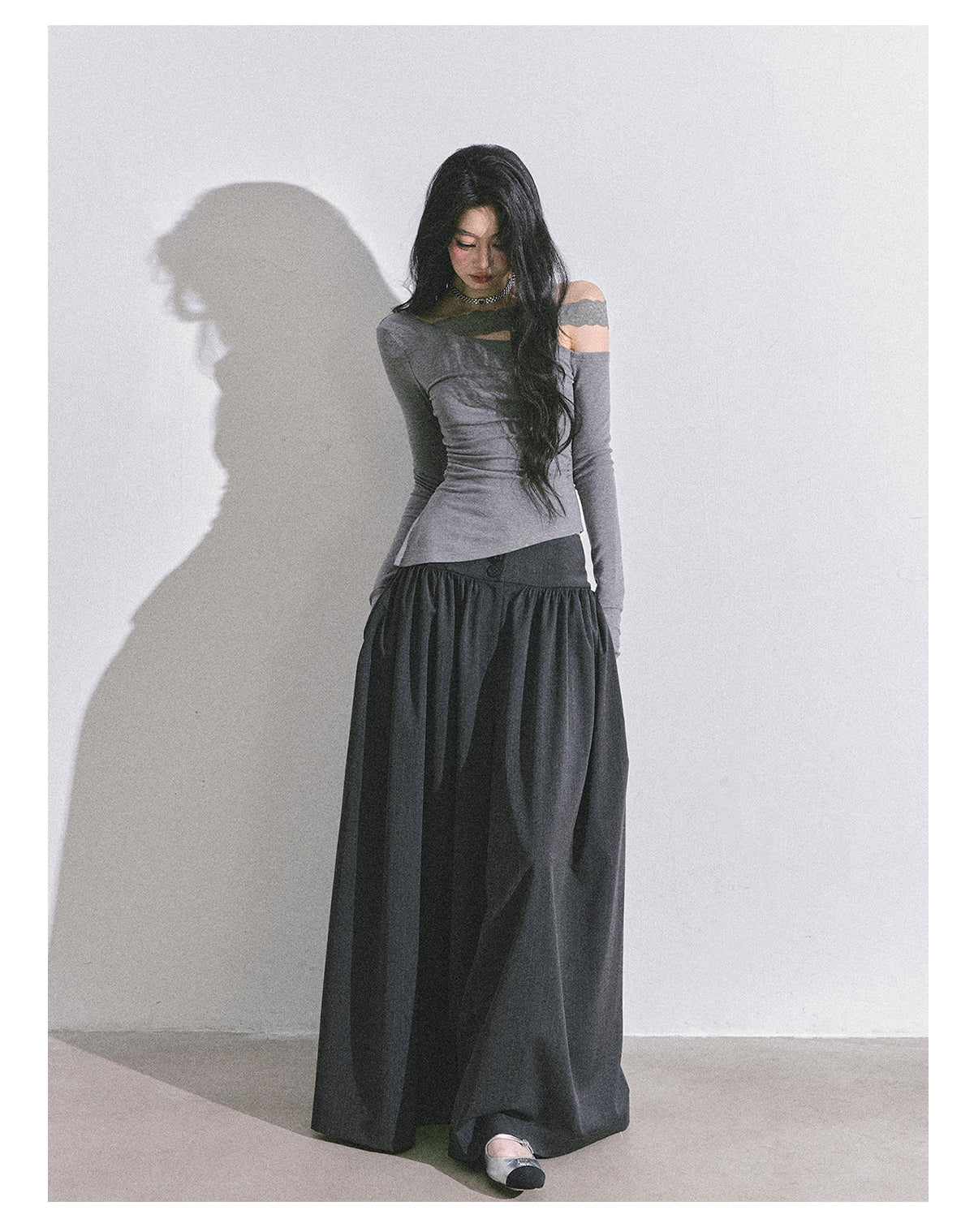 SHAOYEYAN Korean style comfortable wide leg pants for young women, loose straight leg pants, slim fit, gray long pants.