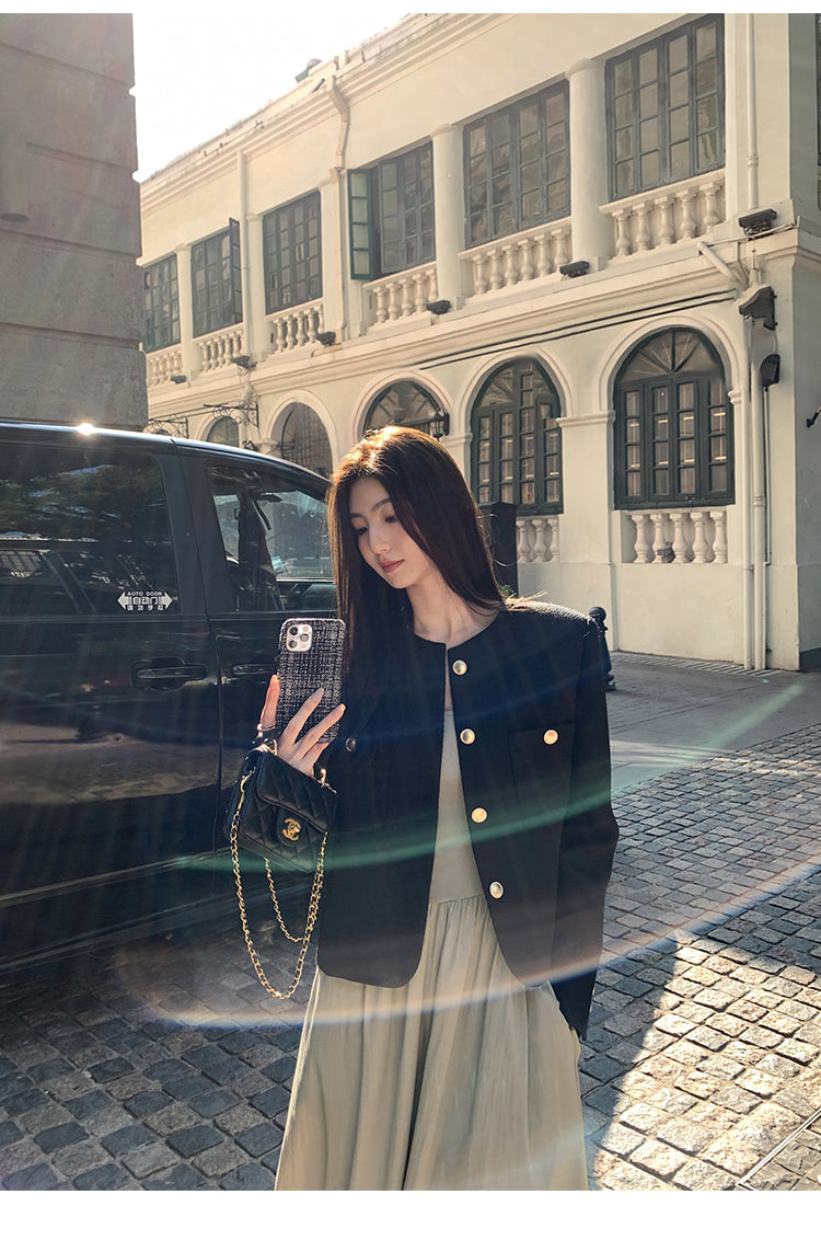 Mulvan High Quality French Style Women's Square Neck Long Sleeve Knit Dress