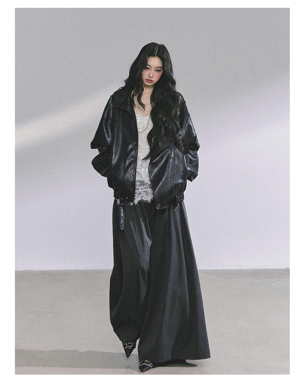 SHAOYEYAN Korean style comfortable wide leg pants for young women, loose straight leg pants, slim fit, gray long pants.