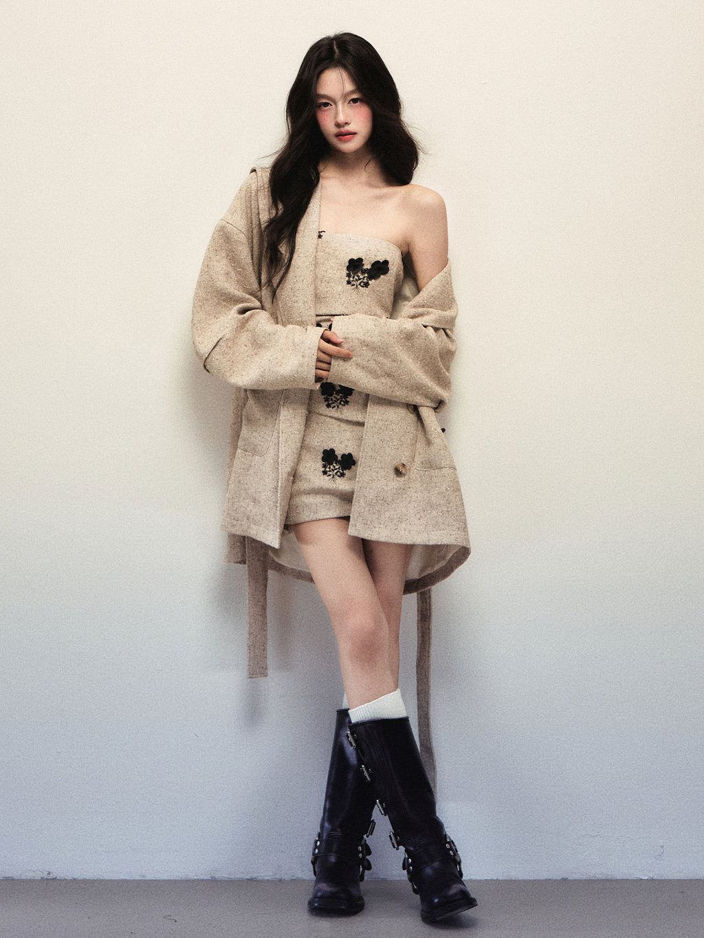 Apricot tube dress for women fall winter 1P STUDIO