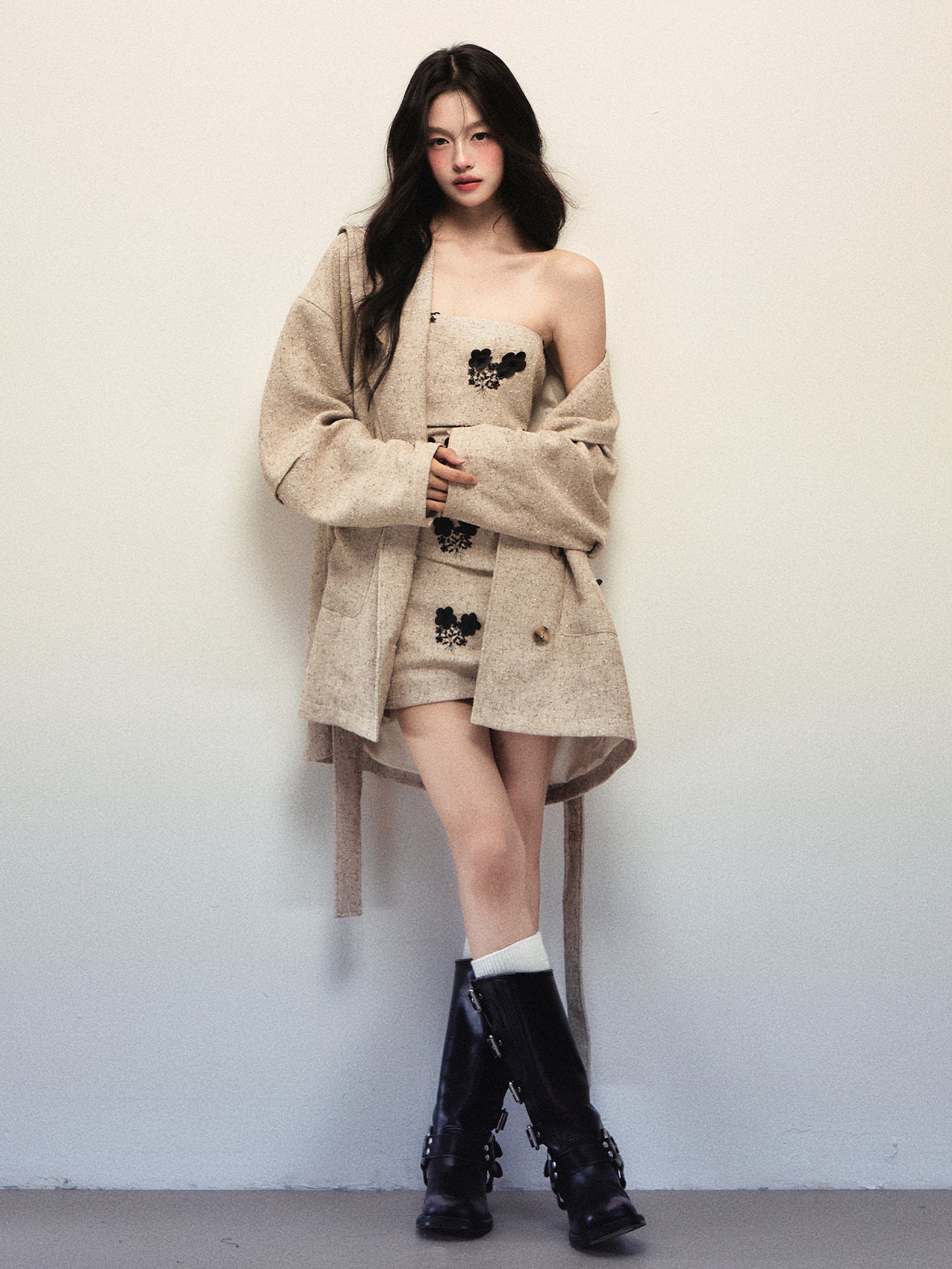 Apricot tube dress for women fall winter 1P STUDIO