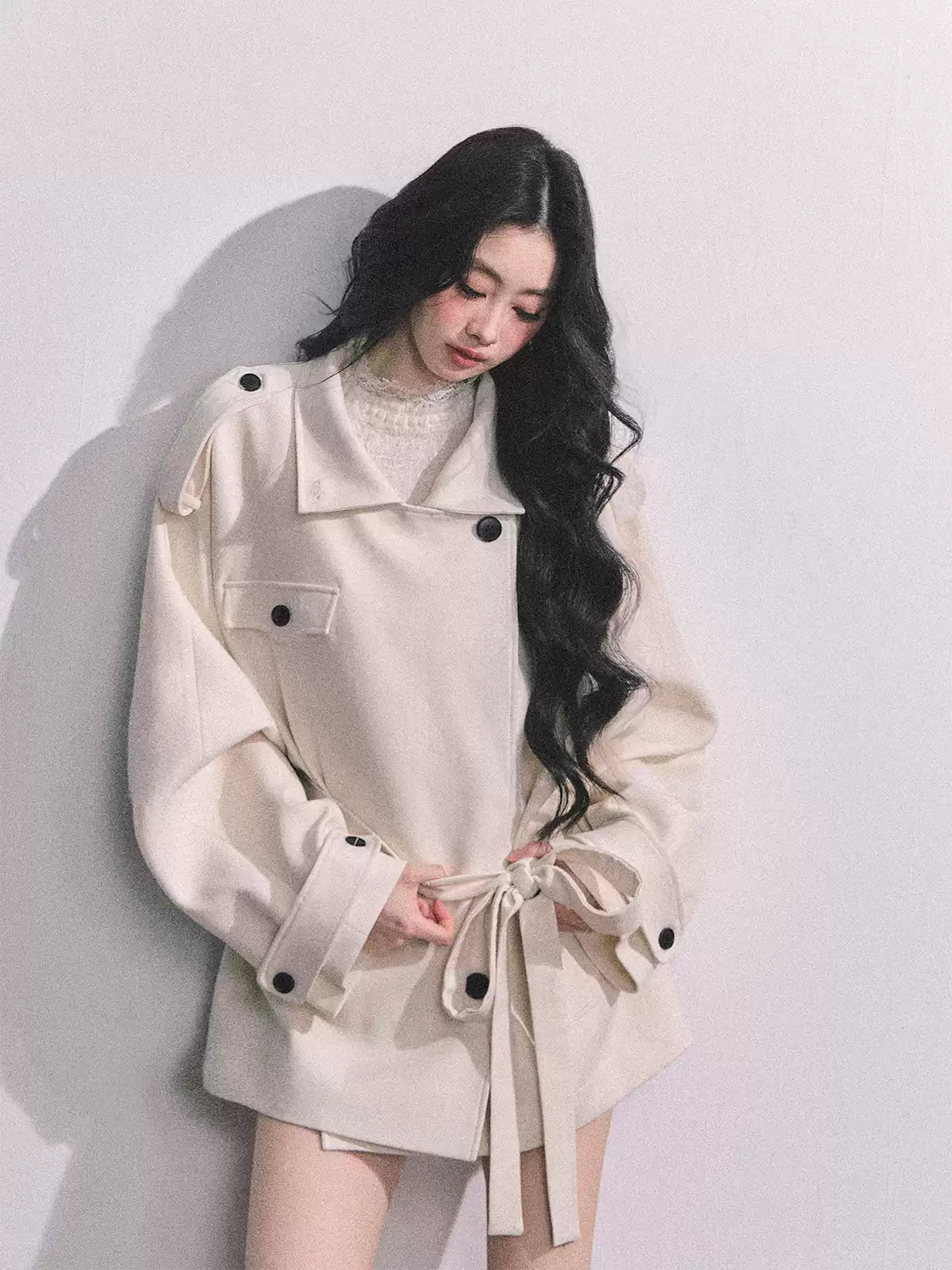 SHAOYEYAN Women's loose-fitting winter wool coat, flattering French-English style, "Shanghai Heiress"