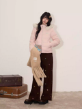 UMOUMO [90% white duck down] Soft and versatile Mushroom down jacket, cable knitted, multi-piece combination, hood, fur collar, slim waist.