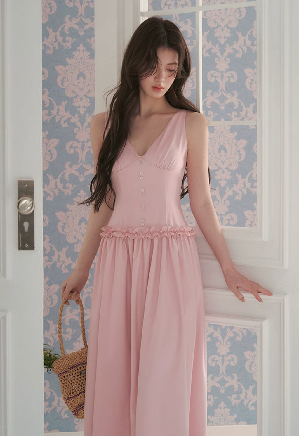 LaluneDuCiel Romantic loose-fitting Afro dress with cherry blossom pattern - Modal summer vacation dress