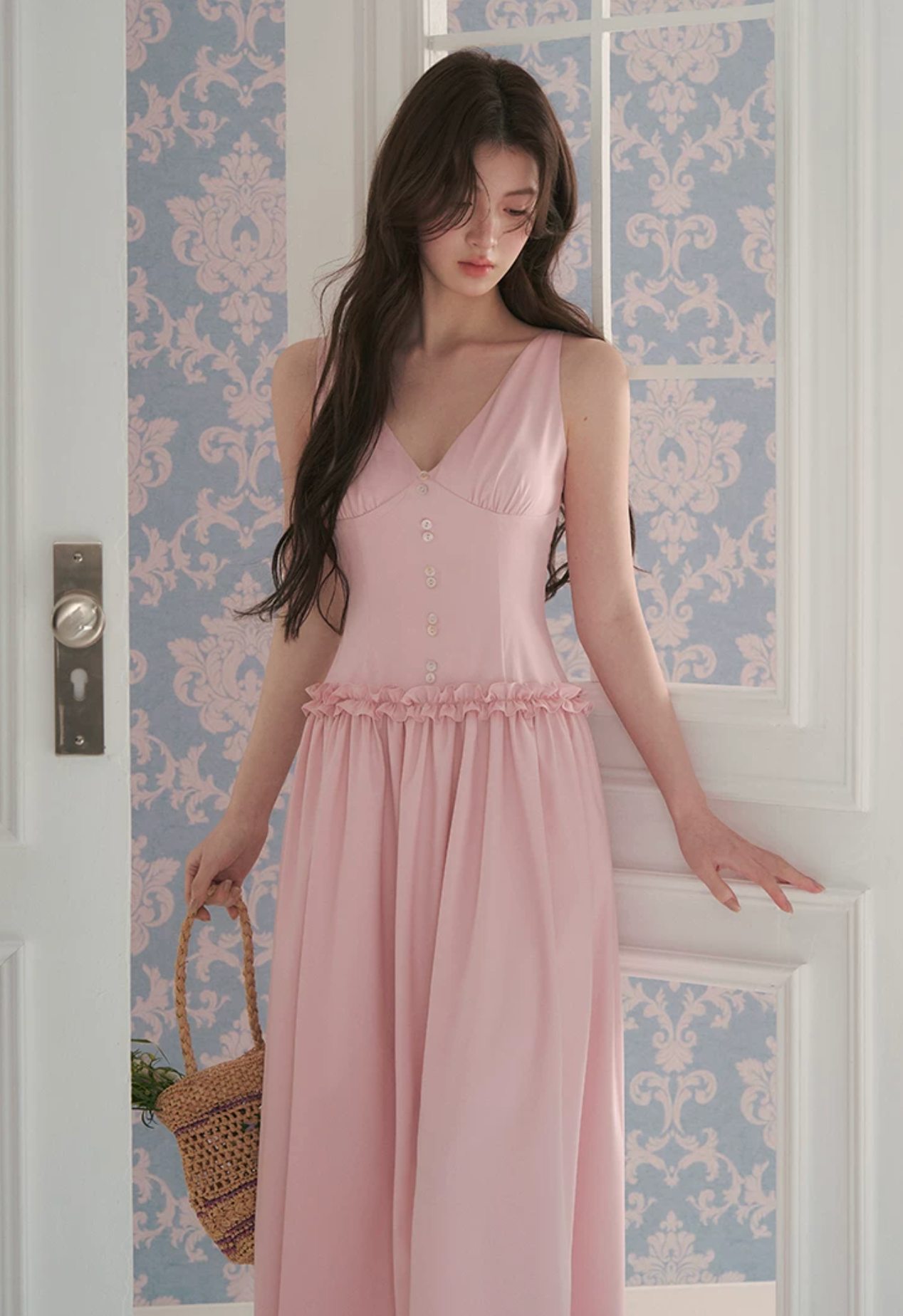 LaluneDuCiel Romantic loose-fitting Afro dress with cherry blossom pattern - Modal summer vacation dress
