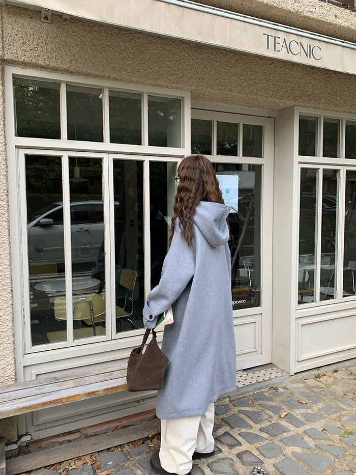 RAINY Women's Classic Single Breasted Hooded Wool Coat, Winter Design, Classic Style, Loose Fit, Versatile Wool Coat