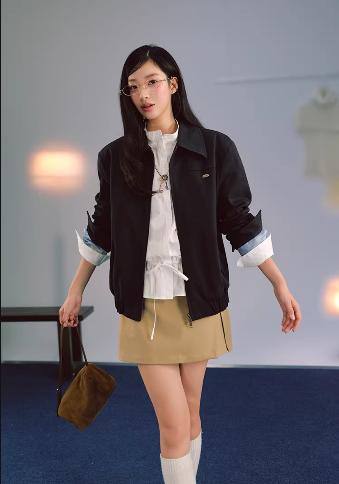 LaluneDuCiel High quality women's jacket made of pure cotton, simple, classic design, with shoulder pads