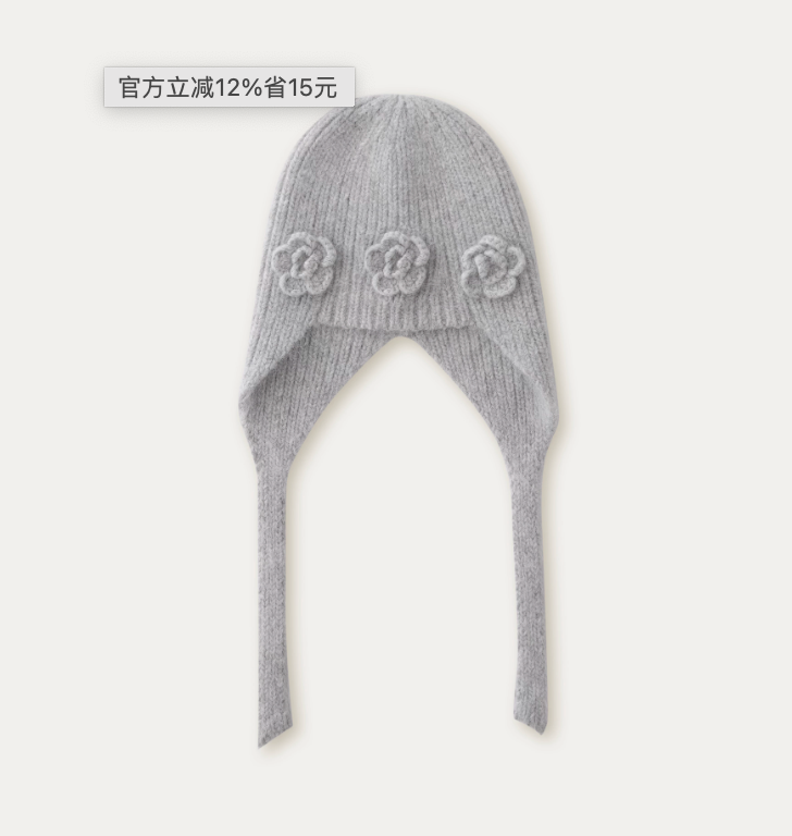 SUNSETPARK 3D Snow Flower Knitted Hat SunsetPark Gift/Sunset Park Bunny Fur for Winter