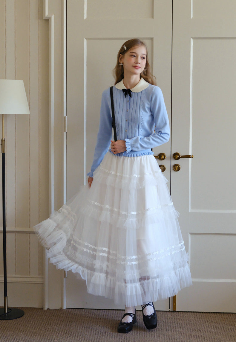 ISISLOVE Unique design, gorgeous white tulle midi skirt, super flowy and layered, perfect for fall.