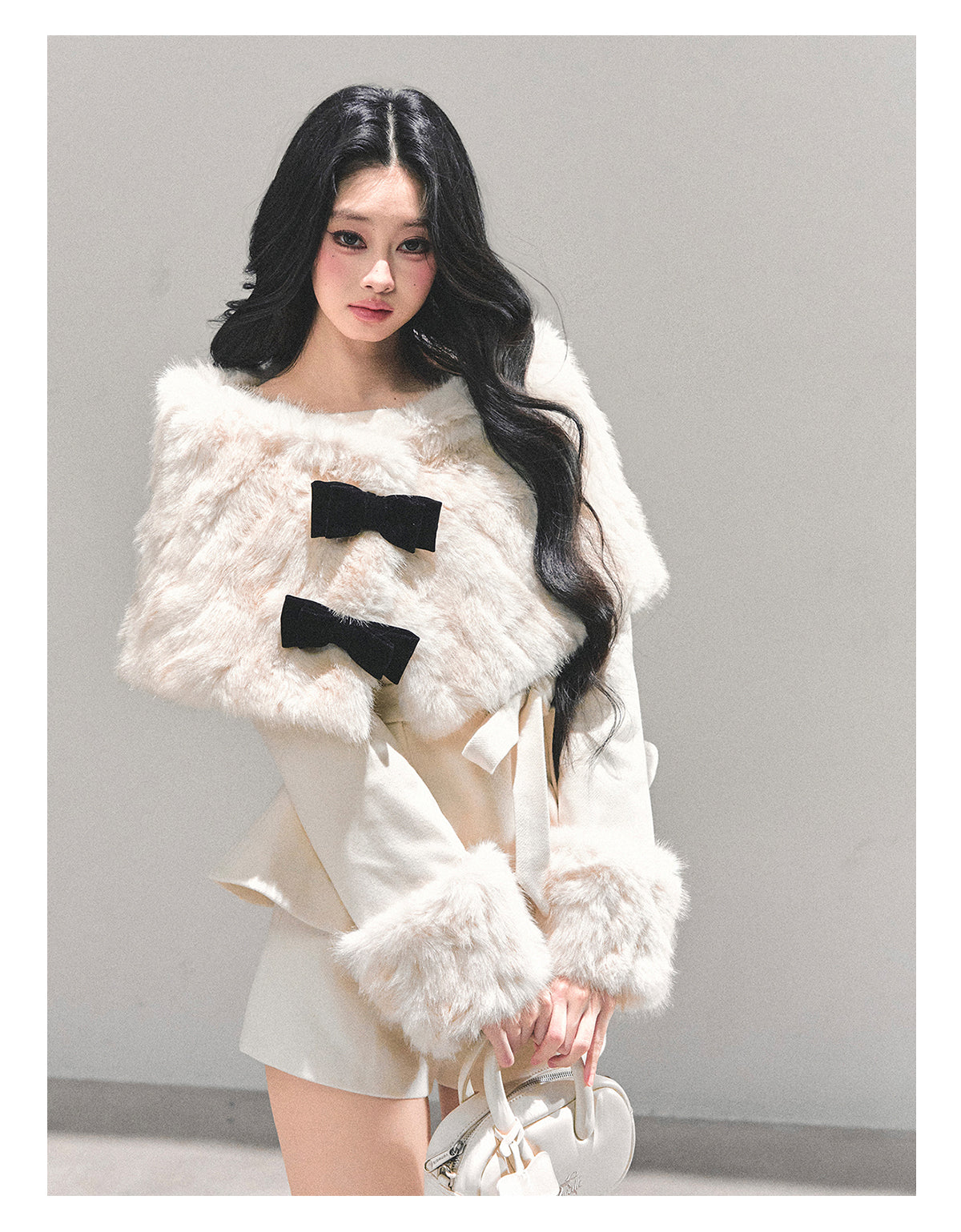 SHAOYEYAN Women's "Through Her Dreams" Luxury Winter Coat, Cloak and Shorts Trio Set