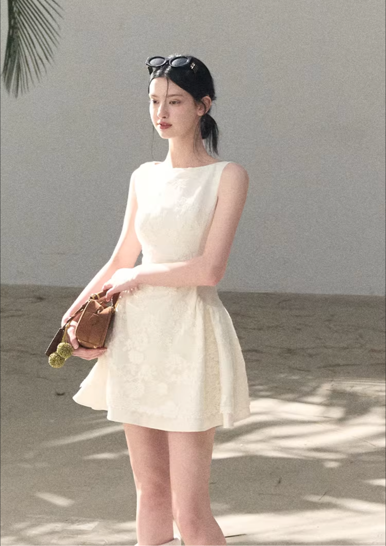 OAKMOO / Sleeveless, fitted wool dress "Spring Wisteria" for women,