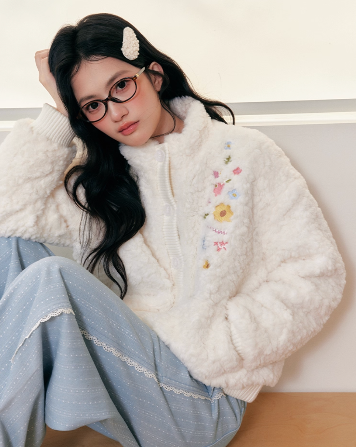 UMOUMO Warm and versatile embroidered stand collar quilted jacket by umoumo