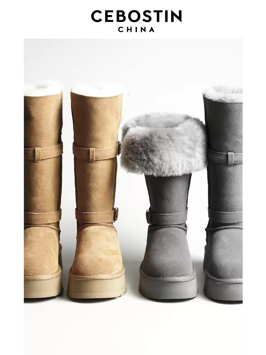 Cebostin Women's snow boots, high neck, wool lining, thick cotton material, new arrivals winter 2025 (sale)