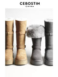 Cebostin Women's snow boots, high collar, wool lining, thick cotton material, new arrival winter 2025 (sale)
