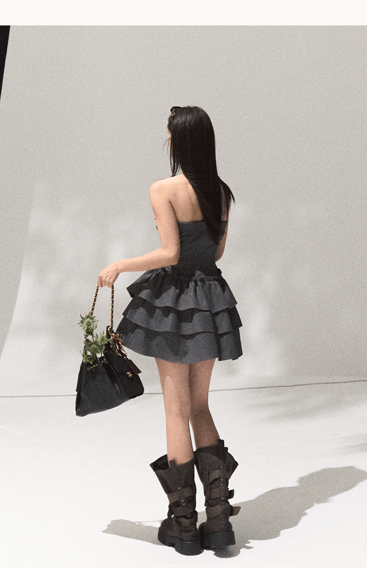 OAKMOO Silver Sequined Grey Bodycon Mini Dress with Waist (Sale)