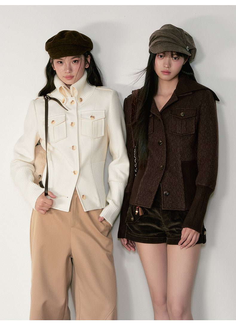 Soote Season Original Classic High Waisted Corduroy Cropped Coat