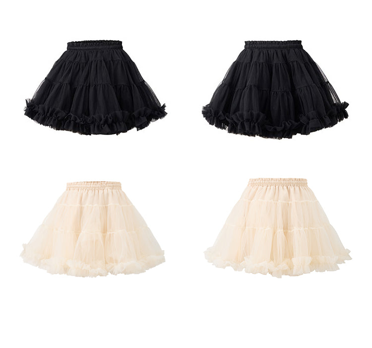 A-line dress, half dress, ruffled tulle mesh dress, fall winter AVENEMENT