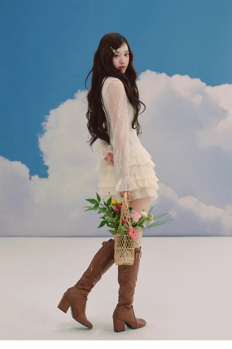 LALUNEDUCIEL Rose base, pure chiffon lace, gentle, sweet, suitable for women, spring
