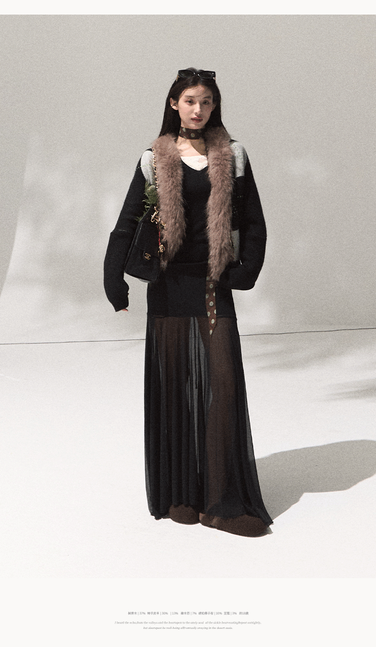 OAKMOO "Tangible Gift" - Women's Loose Cardigan with Raccoon Collar, Thick and Warm Coat.