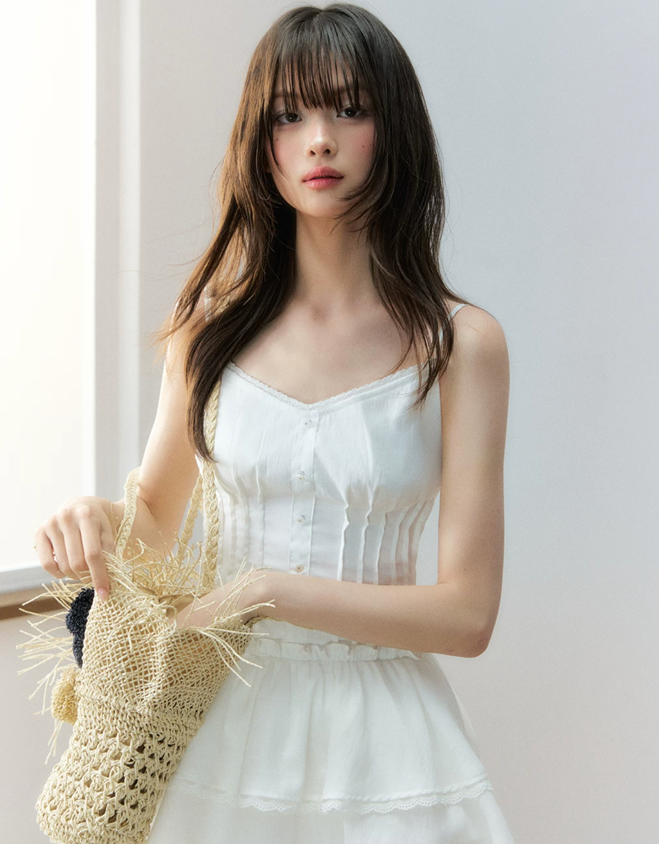 Soote Season White tank top and long skirt set in Original Resort linen
