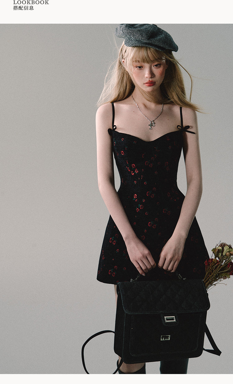 Women's Cherry Floral Short Dress, French Floral Petticoat, Spring Women's Short Dress "Honeysuckle Elixir" Oakmoo