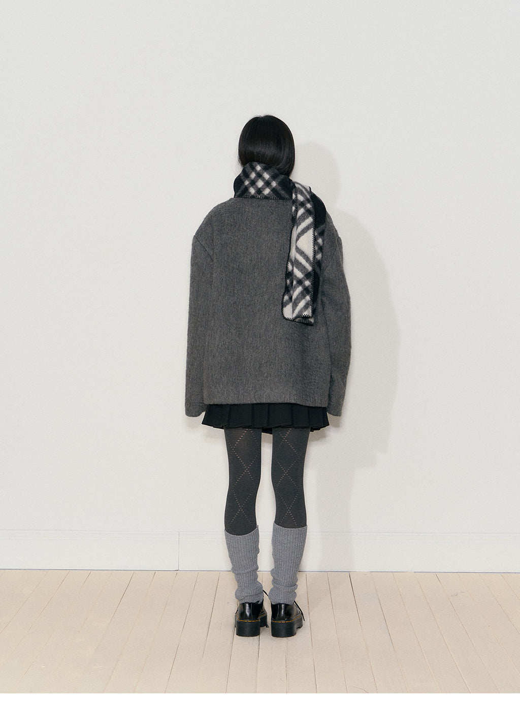 NANGOON Women's unique design loose fitting winter gray wool coat, versatile