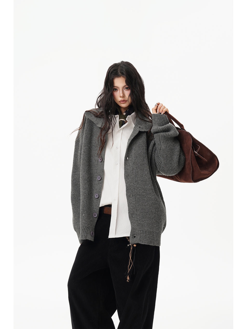 BWKA Men's and Women's Autumn and Winter Classic American Style Button-down Turtleneck Cardigan, High-end Knitted Wool Coat Loose and Comfortable