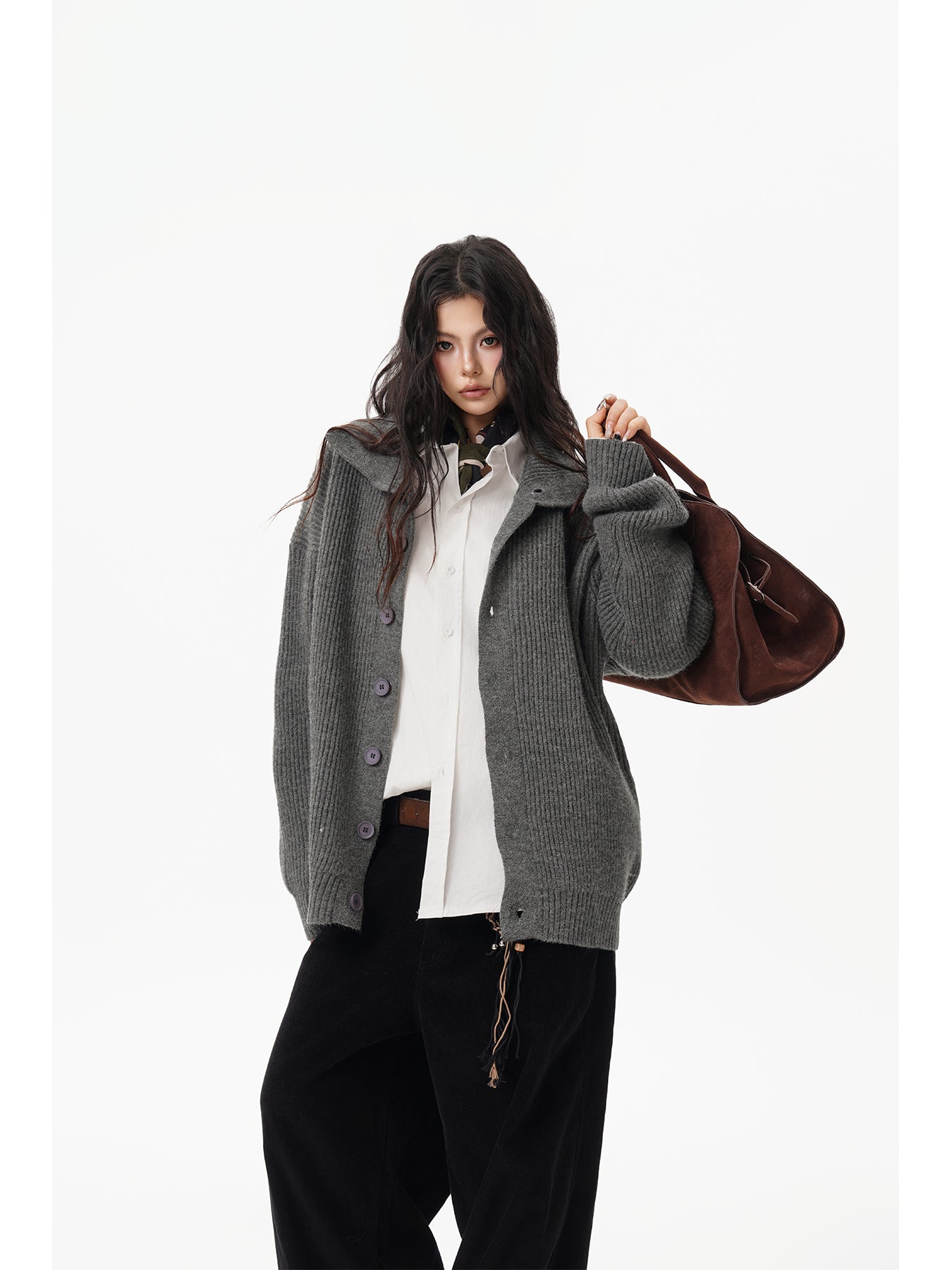 BWKA Men's and Women's Autumn and Winter Classic American Style Button-down Turtleneck Cardigan, High-end Knitted Wool Coat Loose and Comfortable