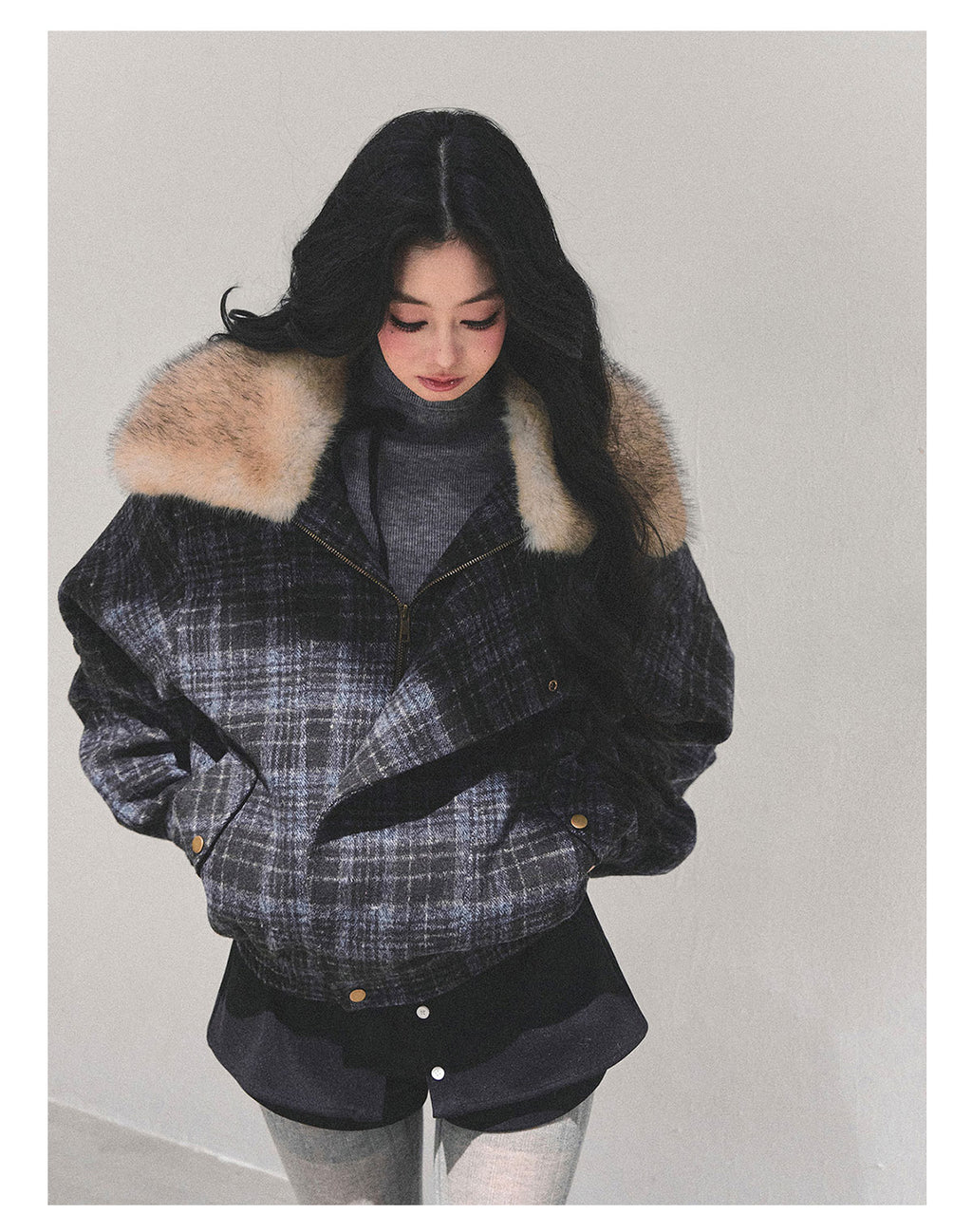 SHAOYEYAN Aomalm Women's Hepburn "She's Not as Dazzling as Fireworks" Thick Plaid Quilted Coat Winter Loose Coat